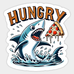 Funny Shark with Pizza, Pizza Lover Sticker